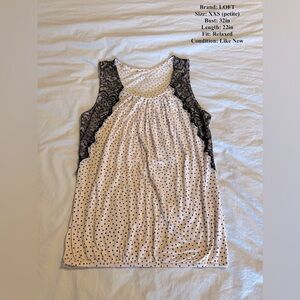 LOFT, XXS Petite, pink and black tank top